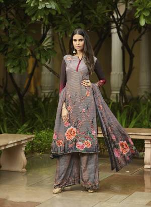 For Your Semi-Casuals Or Festive Wear, Grab This Pretty Digital Printed Suit Grey Color. Its Top and Bottom Are Fabricated on Crepe Paired With Georgette Fabricated Dupatta. It IS Beautified With Digital Prints All Over It. 
