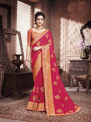 Grab This Beautiful Designer Silk Based Saree In Dark Pink Color.?This Pretty Saree Has Attractive Foil Prints Which Gives A Heavy Look To It. It Is Suitable For Festive As Well As Wedding Season.