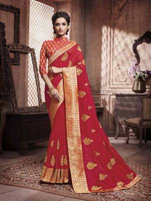 Grab This Beautiful Designer Silk Based Saree In Red Color.?This Pretty Saree Has Attractive Foil Prints Which Gives A Heavy Look To It. It Is Suitable For Festive As Well As Wedding Season.