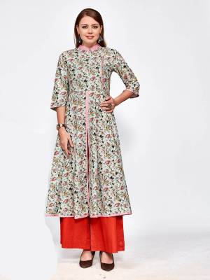 Here Is An All Over Printed Designer Readymade Kurti In Baby Blue Color Fabricated Blended Rayon. It Is Beautified With Small Floral Prints In Multi Color And Available In All Sizes. 