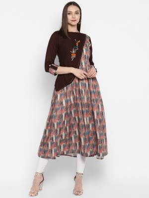 This Festive Season, Celebrate With Beauty and Comfort Wearing This Light Weight Readymade Kurti In Brown and Multi Color Fabricated on Rayon. It Is Available In All Sizes, Sleect As Per Your Desired Fit and Comfort. 