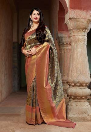 Here Is A Very Pretty Designer Silk Based For The Upcoming Festive Season. This Weaved Saree And Blouse are Fabricated On Banarasi Art Silk Which Gives A Rich And You Will Definitely Earn Lots Of Compliments In This Complete Traditional Look
