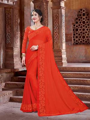 Shine Bright In This Attractive Looking Designer Saree In Orange Color. This Saree And Blouse Are Fabricated On Georgette Beautified With Subtle Tone To Tone Embroidery. Buy This Saree Now.