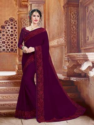 Grab This Beautiful Designer Saree In Purple Color For The Upcoming Festive And Wedding Season. This Saree And Blouse are Fabricated On Georgette Beautified With Attractive Embroidery. It Is Light In Weight And Easy To Carry All Day Long. 