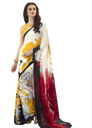 For Your Casuals Or Semi-Casuals, Grab This Light Weight Printed Saree Fabricated On Crepe. Its Fabric IS Soft Towards Skin And Ensures Superb Comfort All Day Long