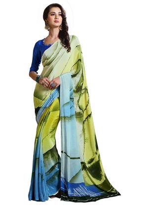 Add Some Casuals With This Pretty Saree Fabricated On Crepe. This?Saree And Blouse are Beautified With prints And It Is Light Weight And Easy To Carry All Day Lon