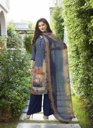 Enhance Your Personality In This Rich And Elegant Looking Printed Suit In Navy Blue Color. This Dress Material Is Fabricated On Crepe Paired With Georgette Fabricated Dupatta. Buy Now.