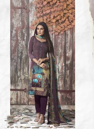 Simple And Elegant Looking Printed Dress Material Is Here In Wine Color. This Suit Is Crepe Based Paired With Georgette Fabricated Dupatta. It Is Beautified With Digital Prints All Over. 