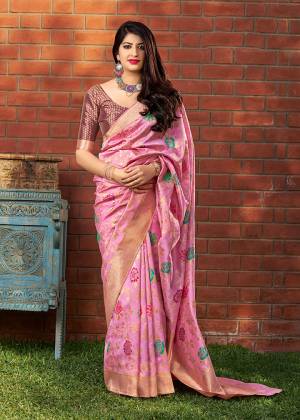 Look Pretty In Shades Of Pink Wearing This Silk Based Saree In Pink Color Paired With Magenta Pink Colored Blouse. This Saree And Blouse Banarasi art Silk Based Which Also Gives A Rich Look To Your Personality. 
