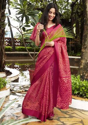 Celebrate This Festive Season Wearing This Pretty Saree In Dark Pink Color Paired With Dark Pink Colored Blouse. This Saree And Blouse Are Fabricated On Kota Brasso Beautified With Prints All Over It. Its Fabric Is Light Weight And Ensures Superb Comfort All Day Long. 