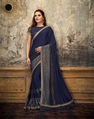 If you're all up for desi appearance with a contemporary twist, this Navy Blue saree is a perfect pick for you. Wear a belt or go raw , this saree is sure to steal the show. 