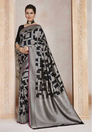 Enhance Your Personality Wearing This Designer Silk Based Saree In Black Color. This Saree And Blouse Are Fabricated On Soft Art Silk Beautified With Weave All Over. 