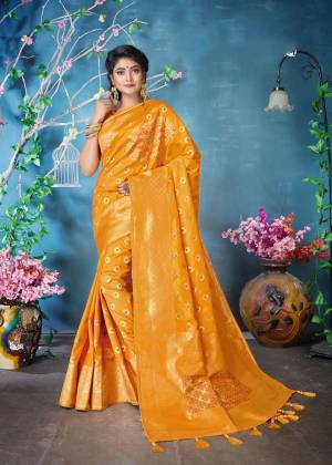 Celebrate This Festive Season Wearing This Designer Silk Based Saree In Musturd Yellow Color Paired With Musturd Yellow Colored Blouse. This Saree And Blouse Are Fabricated On Banarasi Art Silk Beautified With Weave All Over. Buy Now.
