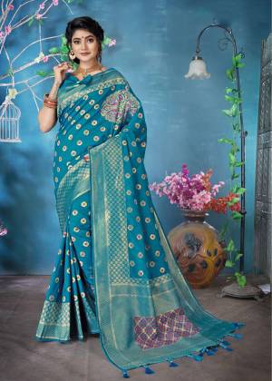 Grab This Pretty Silk Based Saree For The Upcoming Festive Season Wearing This Designer Saree In Blue Color Paired With Blue Colored Blouse. This Saree And Blouse Are Fabricated On Banarasi Art Silk Beautified With Weave All Over It, Buy Now.