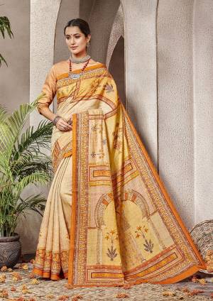 Grab This Very Beautiful Designer Saree For The Upcoming Festive And Wedding Season. This Pretty Saree And Blouse Are Fabricated On Banarasi Art Silk Beautified With Digital Print All Over It. 