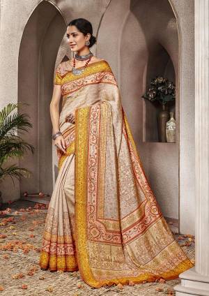 Celebrate This Festive Season Wearing This Designer Silk Based Rich Looking Saree. This Digital Printed Saree And Blouse are Fabricated On Banarasi Art Silk Which Gives A Rich Look To Your Personality. 