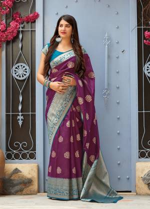 Celebrate This Festive Season With Beauty And Comfort In This Elegant Looking Designer Silk Based Saree In Purple Color. This Saree And Blouse Are Fabricated On Banarasi Art Silk Beautified With Small Butti Weave All Over. Buy Now.?