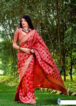 Celebrate This Festive Season With Beauty And Comfort In This Elegant Looking Designer Silk Based Saree In Red Color. This Saree And Blouse Are Fabricated On Banarasi Art Silk Beautified With Small Butti Weave All Over. Buy Now.?