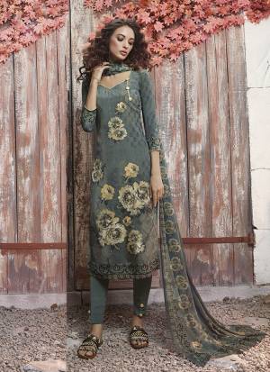 Elegant Looking Shade Is Here To Add Into Your Wardrobe With This Designer Dress Material In Grey Color. This Digital Printed Suit Is Fabricated on Crepe Paired With Georgette Fabricated Dupatta.