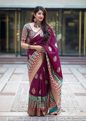 Celebrate This Festive Season With Beauty And Comfort In This Elegant Looking Designer Silk Based Saree In Purple & Blue Color. This Saree And Blouse Are Fabricated On Banarasi Art Silk Beautified With Small Butti Weave All Over. Buy Now.