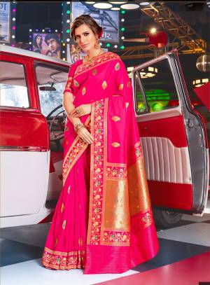 Shine Bright In This Eye Catching Rani Pink Colored Designer Silk Based Saree. This Saree And Blouse Are Fabricated On Art Silk Which Gives A Rich Look To Your Personality. 