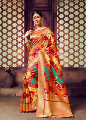 Celebrate This Festive Season With Beauty And Comfort In This Light Weight Silk Based Saree In Multi And Musturd Yellow Color. This Pretty Weaved Saree And Blouse Are Fabricated On Art Silk Which Gives A Rich Look To Your Personality. 