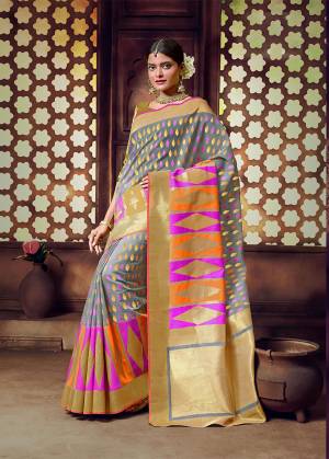 You Will Definitely Earn Lots Of Compliments In Traditional Look Wearing This Beautiful Silk Based Saree In Grey And Golden Color. This Saree IS Light Weigh, Durable And Easy To Carry All Day Long. 