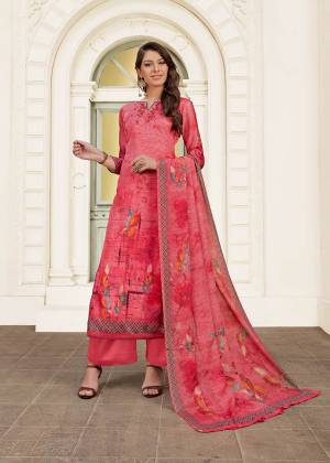 Shine Bright Wearing This Designer Straight Cut Suit In All Over Dark Pink Color. Its Top Is Fabricated On Modal Satin Paired With Satin Bottom And Chiffon Fabricated Dupatta. Its Fabric Is Soft Towards Skin And Easy To Carry All Day Long. 