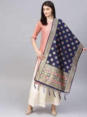 Enhance Your Look of gown and lehenga choli Or A Simple Kurti With Latest Trends Of?Banarasi Dupatta Beautified With Attractive Weave All Over. You Can Pair This Up With Any Kind Of Ethnic Attire And In Same Or Contrasting Colored Attire.