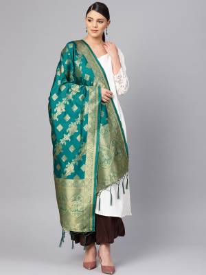 Enhance Your Look of gown and lehenga choli Or A Simple Kurti With Latest Trends Of?Banarasi Dupatta Beautified With Attractive Weave All Over. You Can Pair This Up With Any Kind Of Ethnic Attire And In Same Or Contrasting Colored Attire
