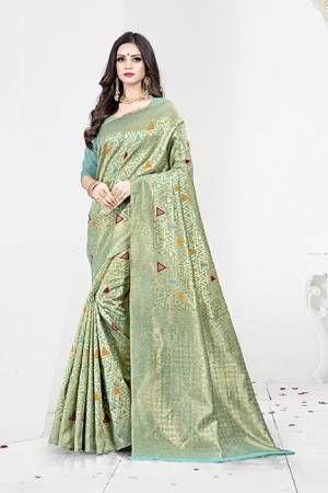 Shine Bright In This Designer Silk Based Saree In Turquoise Blue Color Paired With Turquoise Blue Colored Blouse. This Saree Is Fabricated On Weaving Silk Paired With Art Silk Fabricated Blouse. It Has Rich Fabric Beautified With Detailed Weave All Over. Buy Now.