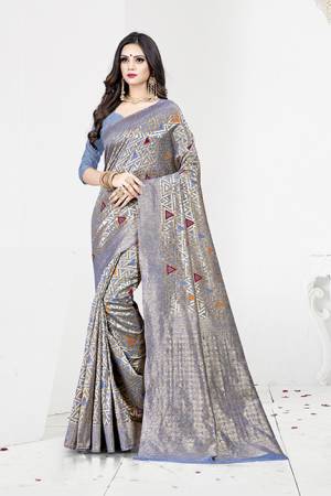 Shine Bright In This Designer Silk Based Saree In Blue Color Paired With Blue Colored Blouse. This Saree Is Fabricated On Weaving Silk Paired With Art Silk Fabricated Blouse. It Has Rich Fabric Beautified With Detailed Weave All Over. Buy Now.