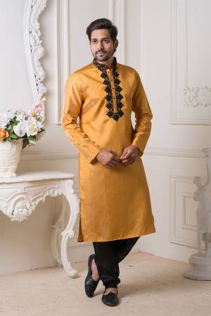 Grab This Amazing Pair Of Kurta And Chudidar For Men Fabricated On Art Silk.?This Kurta Is Suitable For Festive Wear Or Any Wedding Functions. It Is Light In Weight and Can Be Paired With Any Kind Of Bottom Like Chudidar, Pyjama Or Even Denims. Its Fabric Is Soft Towards Skin And Avialable In All Sizes. Buy Now.