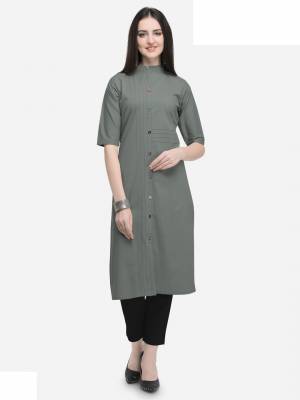Flaunt Your Rich And Elegant Taste Wearing This Readymade Kurti Is Grey Color Fabricated Cotton. It Is Light In Weight And Easy To Carry All Day Long. 