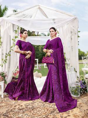 Bright And Visually Appealing Color Is Here With this Heavy Designer Saree In Purple Color. This Pretty Saree Is Silk Georgette Based Paired With Art Silk Fabricated Blouse. 