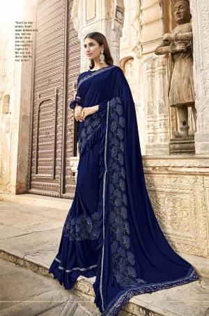 Bright And Appealing Color Is Here With This Designer Saree In Royal Blue Color Paired With Royal Blue Colored Blouse. This Pretty Saree Is Lycra Based Paired With Art Silk Fabricated Blouse. It Is Light In Weight And Easy To Carry All Day Long