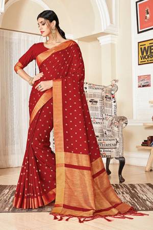 Enhance Your Personality Wearing This Elegant And Rich Looking Saree In Red Color. This Saree And Blouse Are Fabricated On Art Silk Which Gives A Rich Look To Your Personality. 