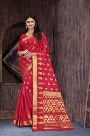 Enhance Your Personality Wearing This Designer Silk Based Saree In Dark Pink Color Paired With Dark Pink Colored Blouse. This Saree And Blouse Are Art Silk Based Beautified With Weave All Over