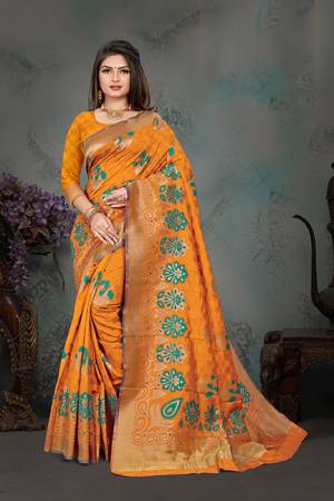 Grab This Pretty Foil Printed Designer Saree In Blue Color Paired With Musturd Yellow Colored Blouse, This Saree And Blouse Are Fabricated On Nylon Art Silk. Its Rich Fabric And Attractive Weave Will Earn You Lots Of Compliments From Onlookers. 