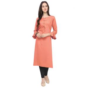 Look Pretty In This Designer Readymade Straight Kurti In Peach Color. This Kurti Is Fabricated On Rayon Which Is Soft Towards Skin And And Easy To Carry All Day Long. 