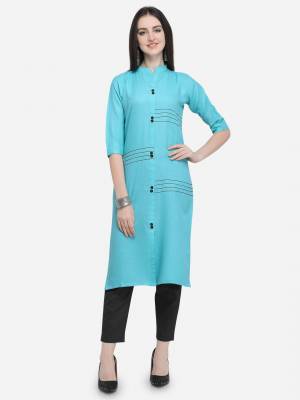 For Your College, Home Or Work Place, This Readymade Kurti In Blue Color Is Suitable For All. It Is Fabricated On Cotton Which Is Skin Friendly And Easy To Wear All Day Long. 