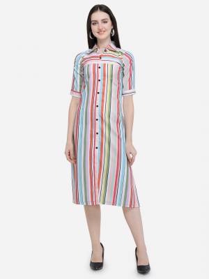 Go Colorful Wearing This Readymade Straight Kurti In Multi Color Fabricated On Cotton. This Pretty Kurti Has Colorful Lining Prints All Over, you Can Pair This Up With Leggings, Pants Or Plazzo. 