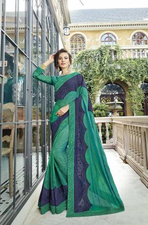 Here Is A Pretty Sea Green Colored Heavy Designer Saree Suitable For The Upcoming Wedding And Festive Season. This Saree Is Fabricated On Silk Georgette Paired With art Silk Fabricated Blouse. Buy Now. 