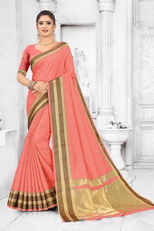 Grab This Pretty Elegant Looking Saree In Old Rose Pink Color. This Saree Is Fabricated On Soft Cotton Paired With Art Silk Fabricated Blouse. It Is Beautified With Checks Foil Print And Lace Border. Also It Is Light In Weight And Easy To Carry All Day Long. 