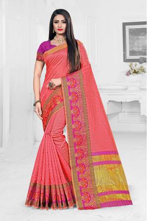 Celebrate This Festive Season With Ease And Comfort Wearing This?Royal Looking Silk Based Saree In Pink Color Paired With Light Purple Colored Blouse. This Saree Is Orgenza Silk Based Paired With Art Silk Fabricated Blouse. Buy Now.