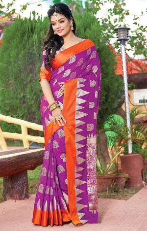 For A Royal Look, Grab This Designer Silk Based Saree In Purple Color. This Saree Is Fabricated On Art Silk Paired With Jacquard Silk Fabricated Blouse.