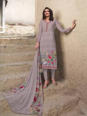 Celebrate This Festive Season Wearing This Designer Straight Suit In Mauve Color. Its Top Is Crepe Based Paired With Santoon Bottom And Chiffon Fabricated Dupatta. It Has Pretty Floral Print And Elegant Embroidery Which Gives A Pretty Look. 