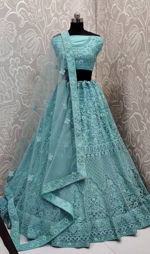 Very Beautiful And Heavy Embroidered Lehenga Choli Is Here In Sky Blue Color With Detailed Tone-To-Tone Embroidery All Over. This Heavy Embroidered Lehenga Choli Is Fabricated On Net. Its Fabric Ensures Superb Comfort Throughout The Gala. Buy Now.