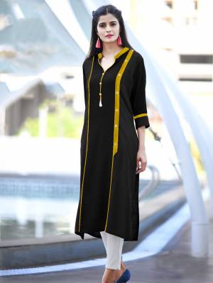 Add Some Casuals with This Readymade Straight Kurti In Black Color Fabricated On Cotton. Its Fabric Is Soft Towards Skin And Easy To Carry All Day Long. Also It Is Available In All Regular Sizes. Buy Now.