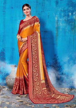 For Your Semi-Casual Wear, Grab This Pretty Saree In Musturd Yellow Color Paired With Maroon Colored Blouse. This Saree And Blouse Are Fabricated On Soft Silk Beautified With Prints All Over. This Saree Is Light Weight, Soft Towards Skin And Easy To Carry All Day Long. 